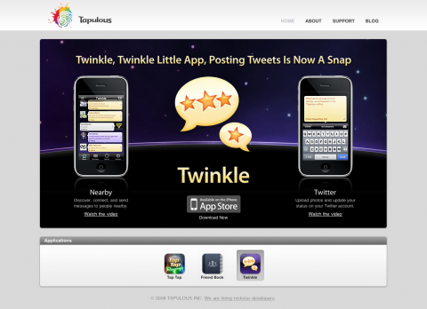 Tapulous – Social Apps for iPhone – Twinkle