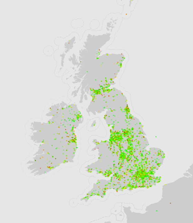 UK Twitter sentiment map